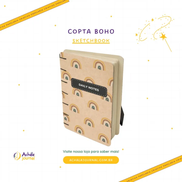 Sketchbook Copta Boho Daily Notes - Caderno Achala