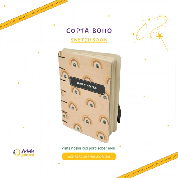Sketchbook Copta Boho Daily Notes - Caderno Achala