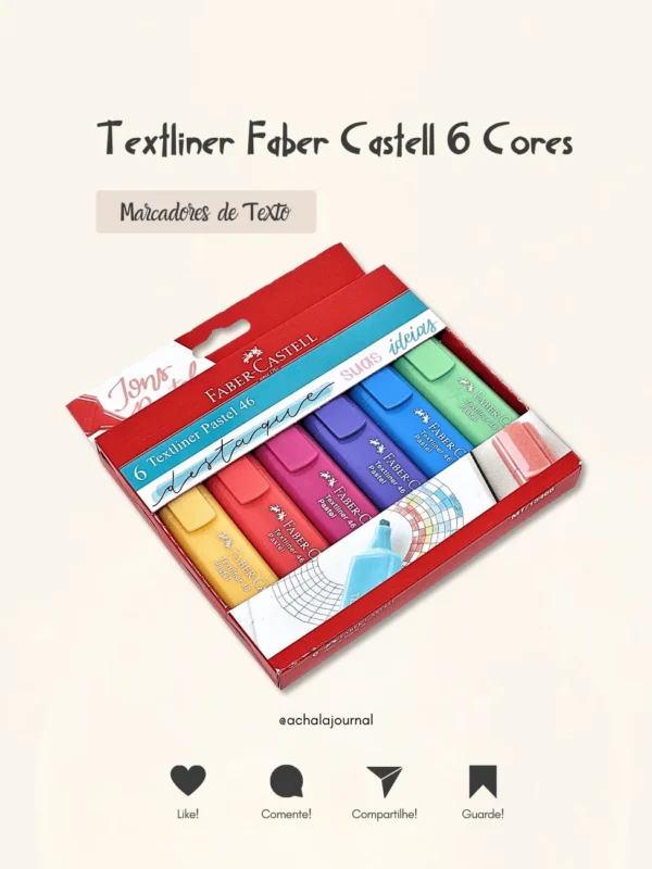 Textliner Faber Castell 6 cores - Marcadores de Texto