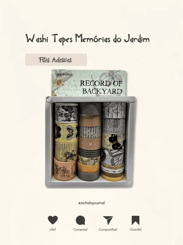 Washi Tapes Memórias do Jardim: 20 Rolos de Elegância