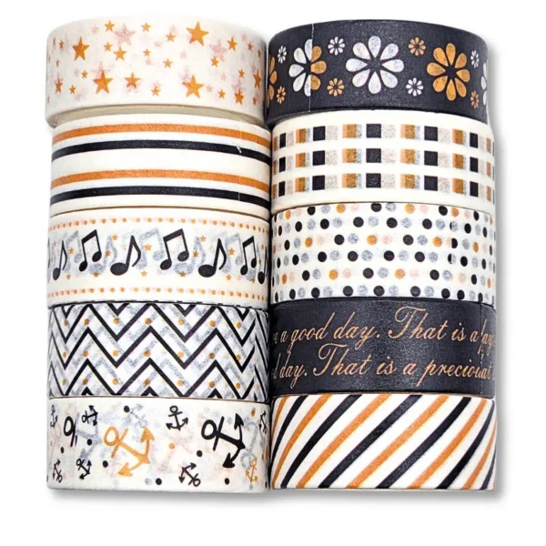 AESTHETIC WASHI TAPES - KIT COM 10 UNIDADES