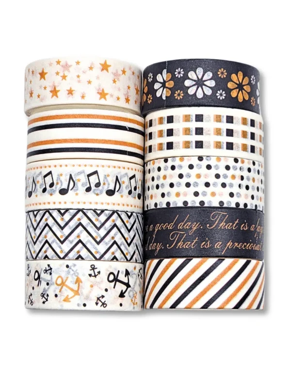 AESTHETIC WASHI TAPES - KIT COM 10 UNIDADES