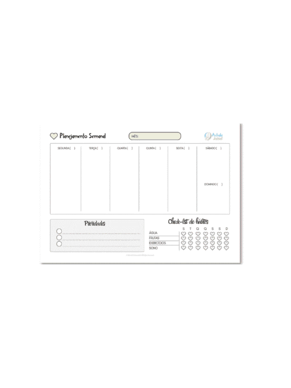 Achala Planner Semanal Ritmos da Semana - Permanente de Mesa