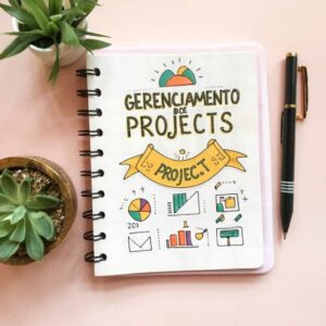 Uma capa de bullet journal para gerenciamento de projetos.