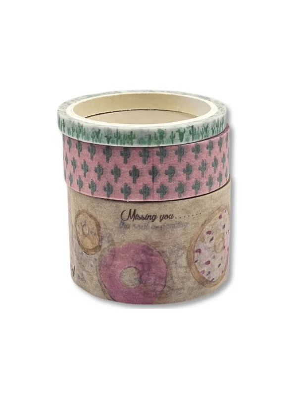 Washi Tape Cactos e Donuts - Kit de 3