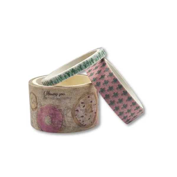 Washi Tape Cactos e Donuts - Kit de 3