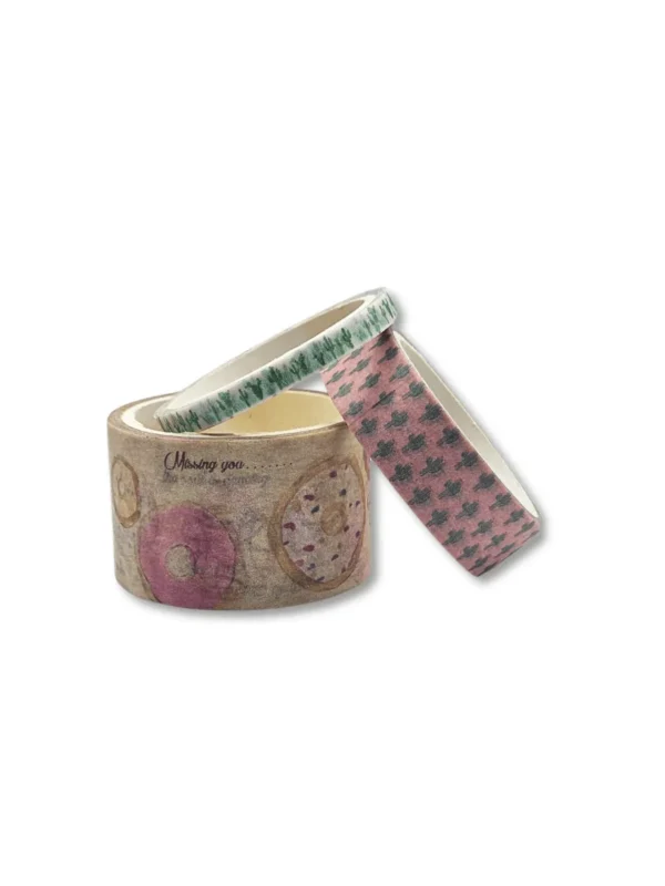 Washi Tape Cactos e Donuts - Kit de 3