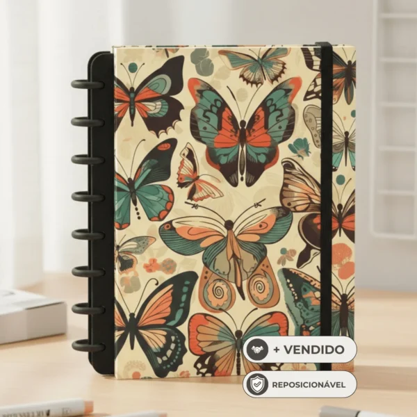Páginas internas do caderno de disco botânico em papel encorpado 90g com pautas nítidas que não vazam tinta