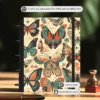 Caderno de disco botânico tamanho pequeno compacto com 6 discos e detalhes florais botânicos