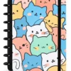 Caderno de disco modular com capa dura estampa fofa de gatinhos coloridos estilo kawaii sobre fundo branco