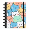 Caderno de disco modular com capa dura estampa fofa de gatinhos coloridos estilo kawaii sobre fundo branco