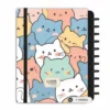 Caderno de disco Cute Cats fechado com elástico de alta tensão para transporte seguro na bolsa ou mochila