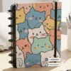 Páginas internas do caderno de disco Cute Cats em papel encorpado 90g com pautas nítidas e conforto visual