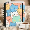 Caderno de disco Cute Cats tamanho grande universitário com 11 discos reposicionáveis e capa dura