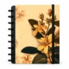 Caderno de disco modular com capa dura estampa floral delicada sobre fundo branco