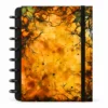 Caderno de disco modular com capa dura estampa botânica de folhas da floresta sobre fundo branco