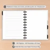 Envelope plástico tipo canguru acoplado ao caderno de disco para guardar adesivos, papéis e recibos