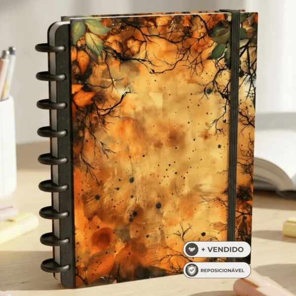 Páginas internas do caderno de disco Floresta em papel encorpado 90g com pautas nítidas e conforto visual