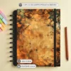 Caderno de disco Floresta tamanho grande universitário com 11 discos reposicionáveis e capa dura
