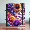Caderno de disco Metamorfose tamanho pequeno compacto com 6 discos e detalhes coloridos