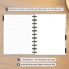 Envelope plástico tipo canguru acoplado ao caderno de disco para guardar adesivos, papéis e recibos