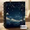 Páginas internas do caderno de disco Noite Celestial em papel encorpado 90g com pautas nítidas e conforto visual