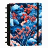 Caderno de disco reposicionável Sakura em ângulo perspectiva destacando o acabamento da capa dura e flores de cerejeira