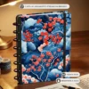 Caderno de disco Sakura tamanho médio A5 com 8 discos reposicionáveis e capa dura floral cerejeira