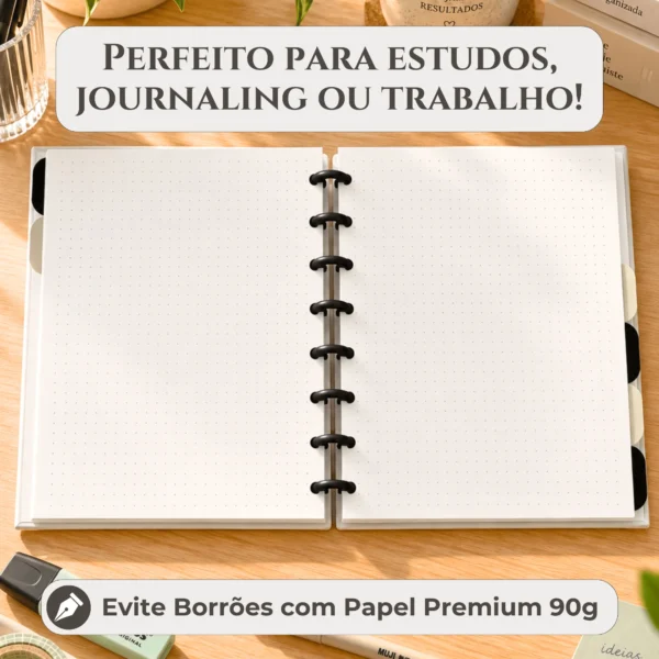 Refil pontilhado reposicionável em uso criativo para bullet journaling, lettering e mapas mentais