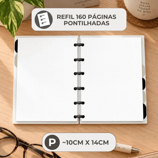 Papel encorpado 90g do refil pontilhado Achala Journal compatível com caneta gel, tinteiro e marcadores sem vazar tinta