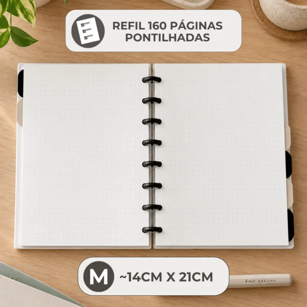 Furação cogumelo de precisão milimétrica para encaixe perfeito e suave no caderno inteligente reposicionável