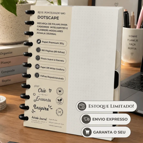 Pacote completo do refil pontilhado com 160 páginas em papel 90g para caderno infinito inteligente Achala Journal