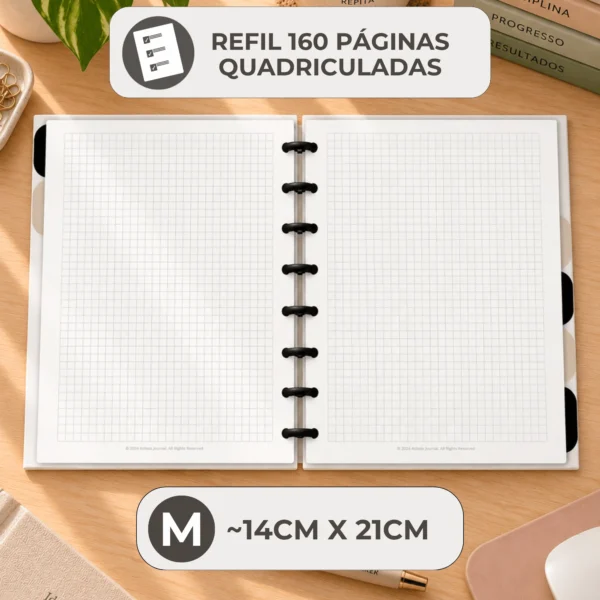 Furação cogumelo de precisão milimétrica para encaixe perfeito e suave no caderno inteligente reposicionável
