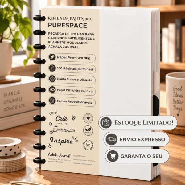 Pacote completo do refil sem pauta com 160 páginas em papel 90g para caderno infinito inteligente Achala Journal
