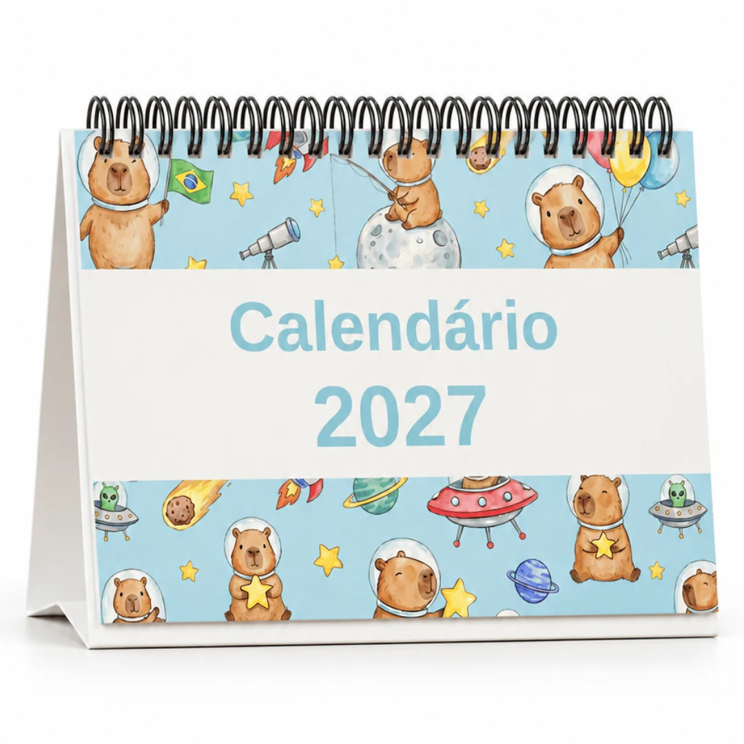 Calendário de Mesa 2027 Cute Capivaras Planner A5 Achala Journal