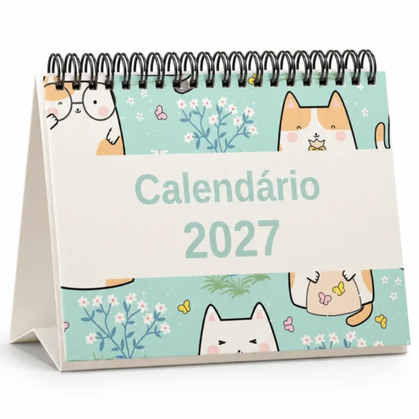 Calendário de Mesa 2027 Gatinhos Fofos Capa A5 Calendário de Mesa 2027 Gatinhos Fofos A5 Achala Journal