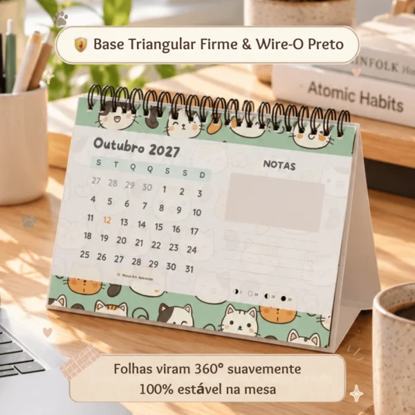 Formato A5 Horizontal Compacto para Mesa e Home Office Calendário de Mesa Formato A5 Horizontal Perfeito para Escritório